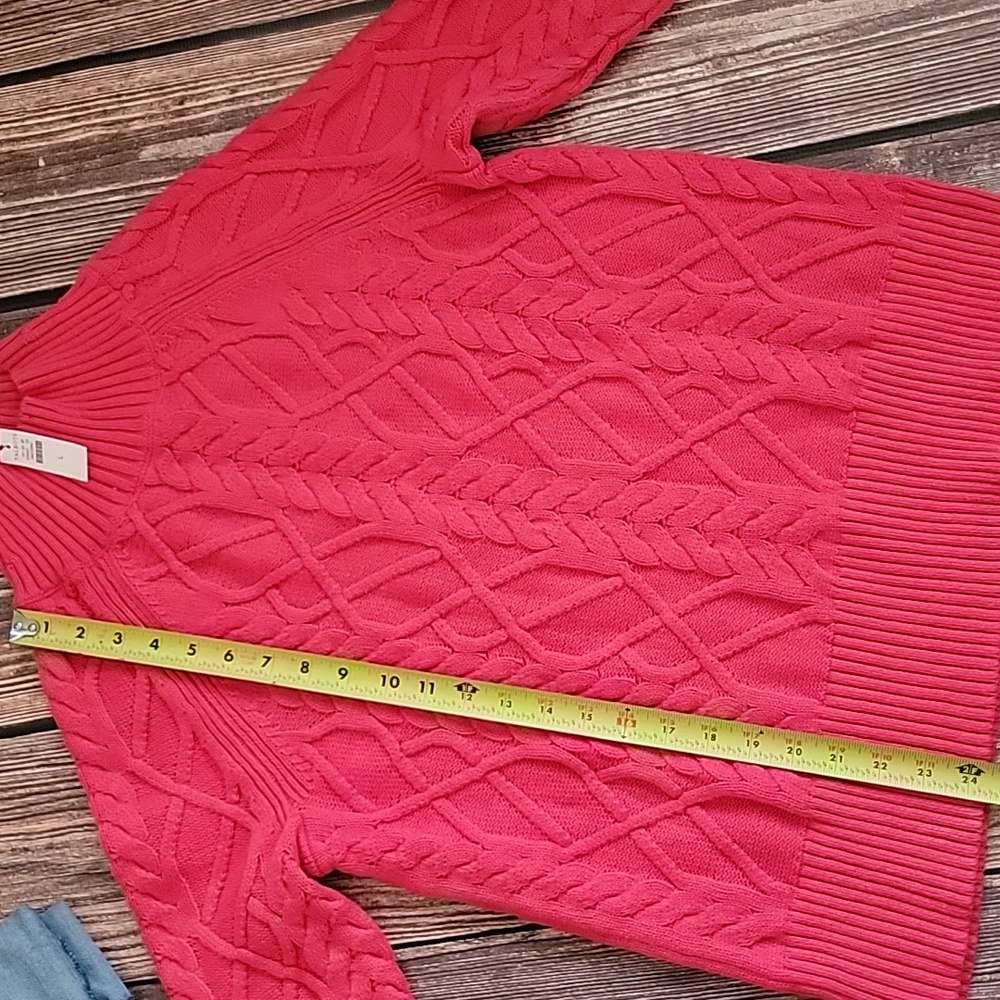 Talbots Pink Cable Knit Turtleneck Sweater - Picture 3 of 6
